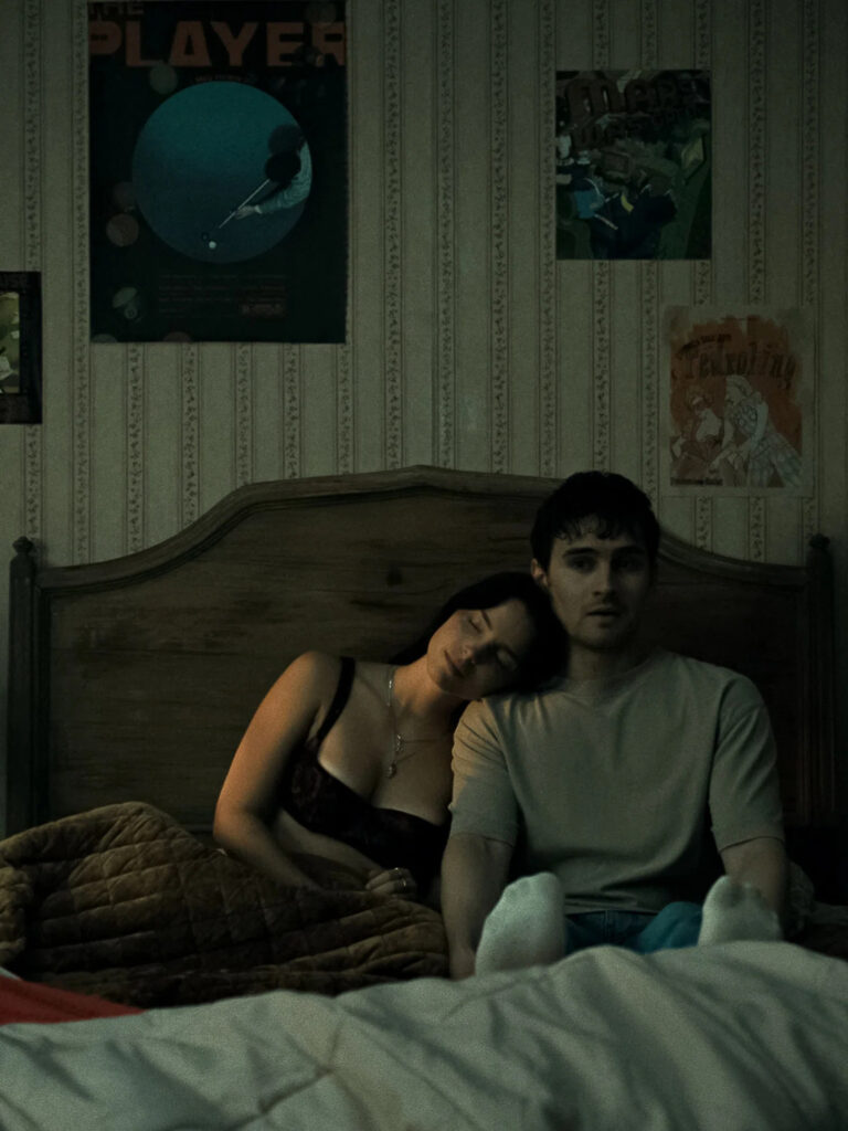 Inde Navarrette and Michael Johnston as Nikki and Bear in Obsession (2026)